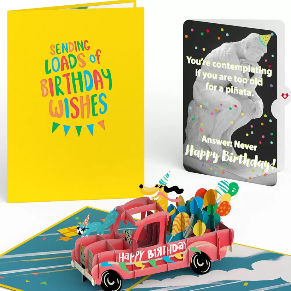 Lovepop Birthday | Birthday Truck with The Thinker Pop-Up Card and Sentiment Set