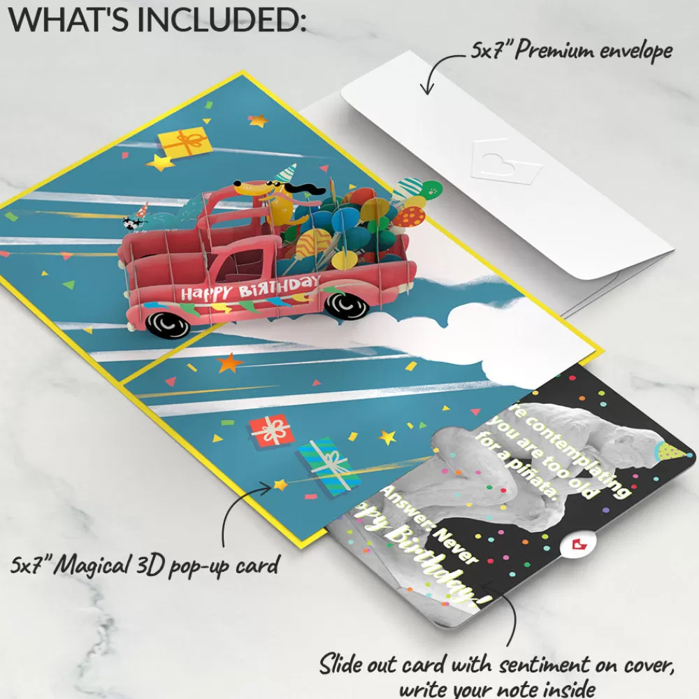 Lovepop Birthday | Birthday Truck with The Thinker Pop-Up Card and Sentiment Set