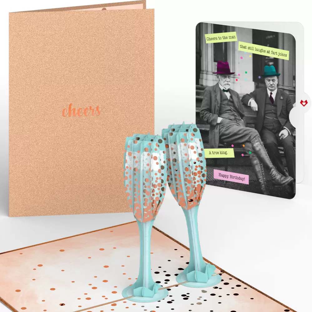Lovepop Birthday | Champagne Toast Birthday Pop-Up Card and Sentiment Set for Any Man
