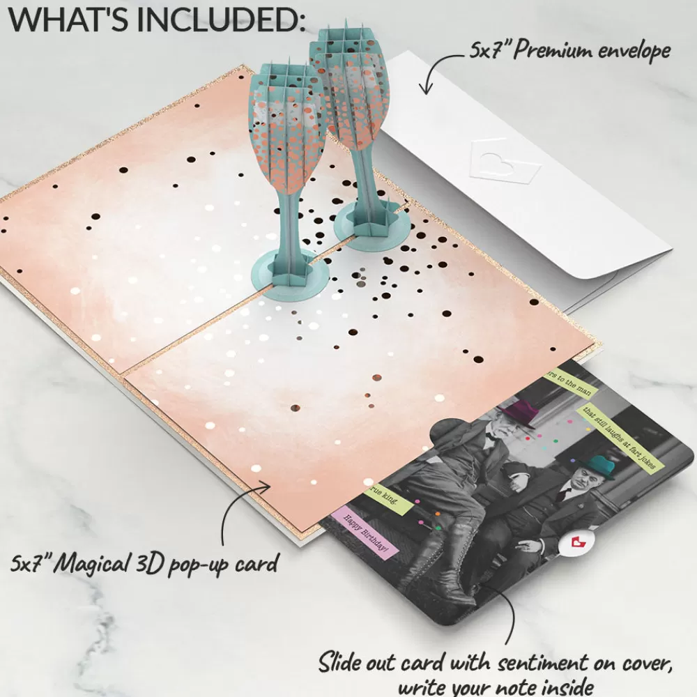 Lovepop Birthday | Champagne Toast Birthday Pop-Up Card and Sentiment Set for Any Man