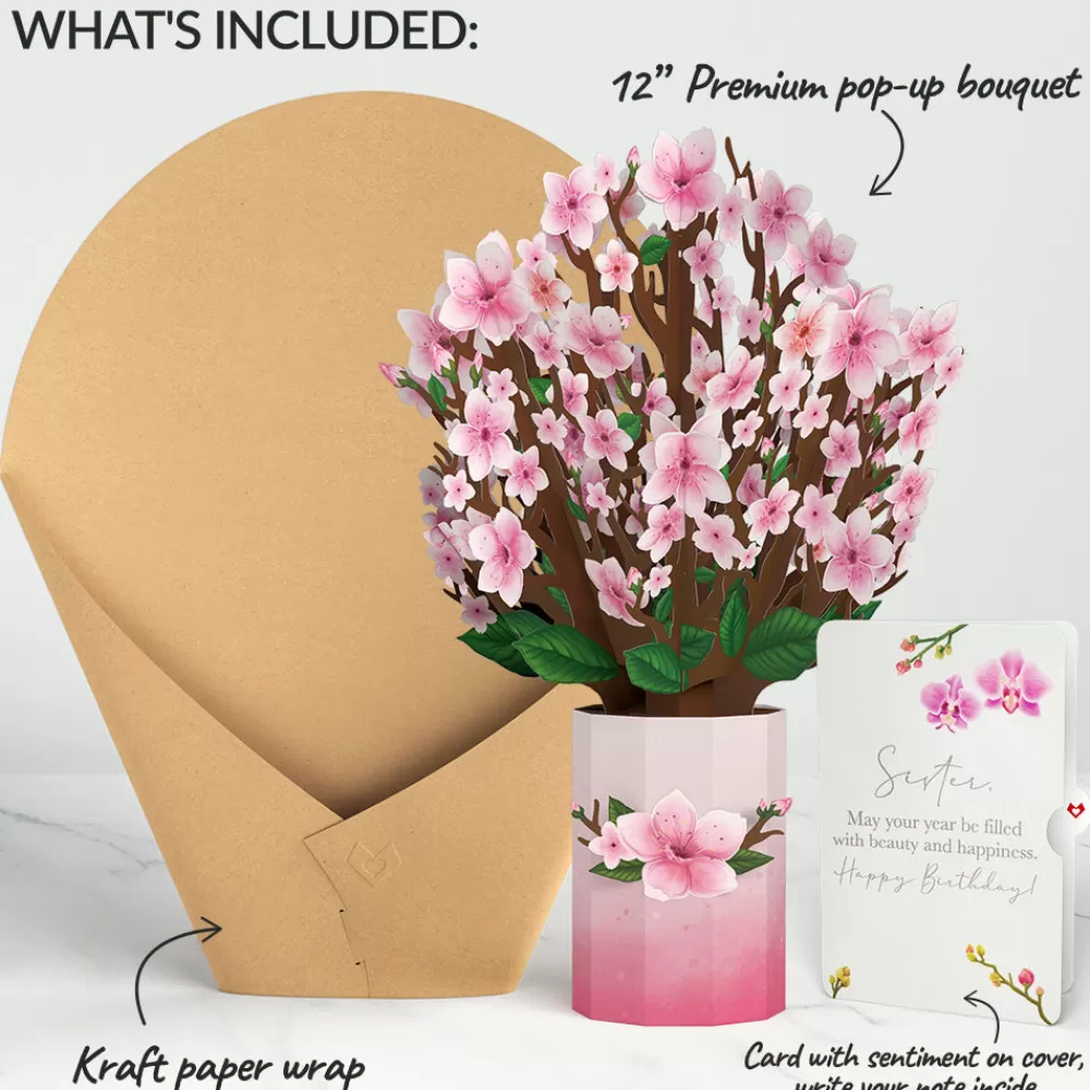 Lovepop Birthday | Cherry Blossom Birthday Bouquet and Sentiment Set for Sister
