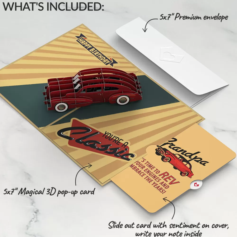 Lovepop Birthday | Classic Car Birthday Pop-Up Card and Sentiment Set for Grandpa