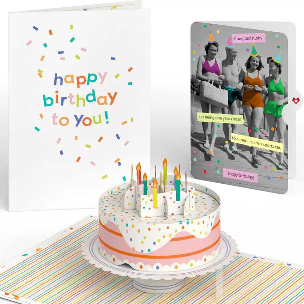 Lovepop Birthday | Confetti Cake Birthday Pop-Up Card and A Mid-life Crisis Sports Car Sentiment Set