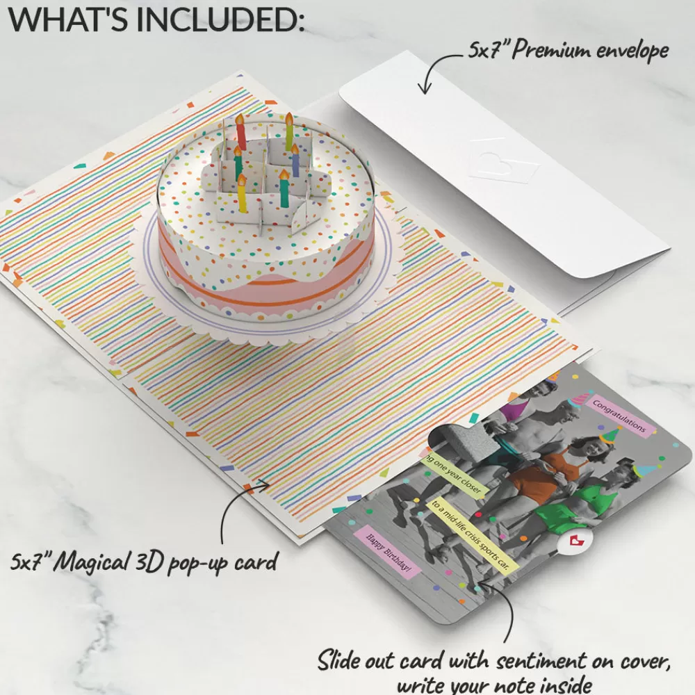 Lovepop Birthday | Confetti Cake Birthday Pop-Up Card and A Mid-life Crisis Sports Car Sentiment Set