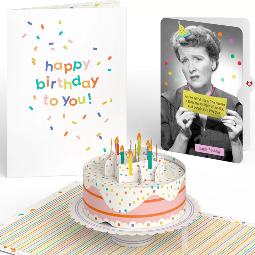 Lovepop Birthday | Confetti Cake Birthday Pop-Up Card and Aging Like a Fine Cheese Sentiment Set