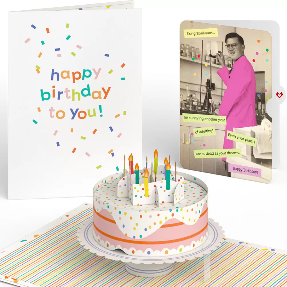 Lovepop Birthday | Confetti Cake Birthday Pop-Up Card and Survive Another Year of Adulting Sentiment Set