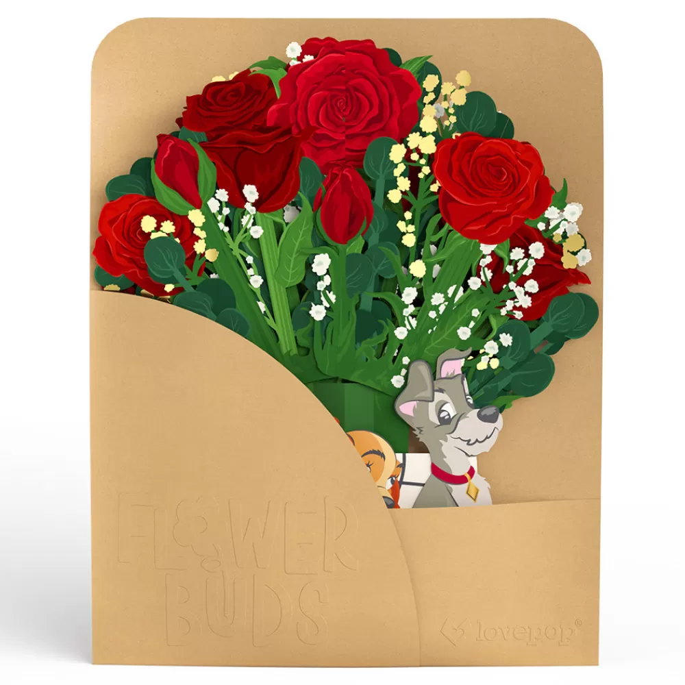 Lovepop Pop-Up Bouquets | Card & Gift Bundles | Disney’s Lady & The Tramp Pop-Up Card & Flower Buds Bouquet Bundle