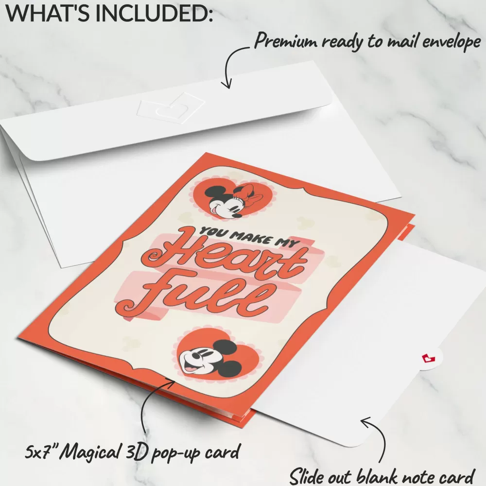 Lovepop Greeting Cards | Valentine'S Day 2/14 | Disney’s Mickey & Minnie You Make My Heart Full Pop-Up Card