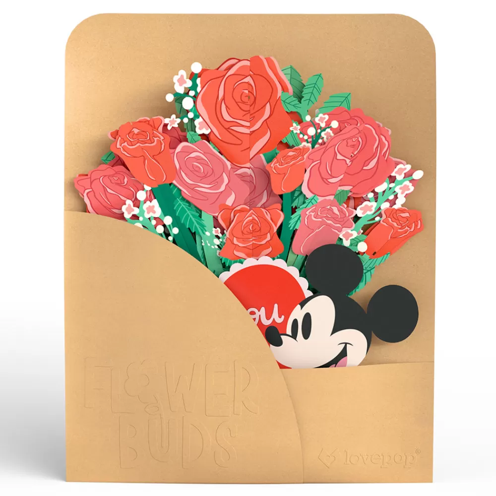 Lovepop Pop-Up Bouquets | Card & Gift Bundles | Disney’s Mickey Mouse Love You Lots Pop-Up Card & Flower Buds Bouquet Bundle