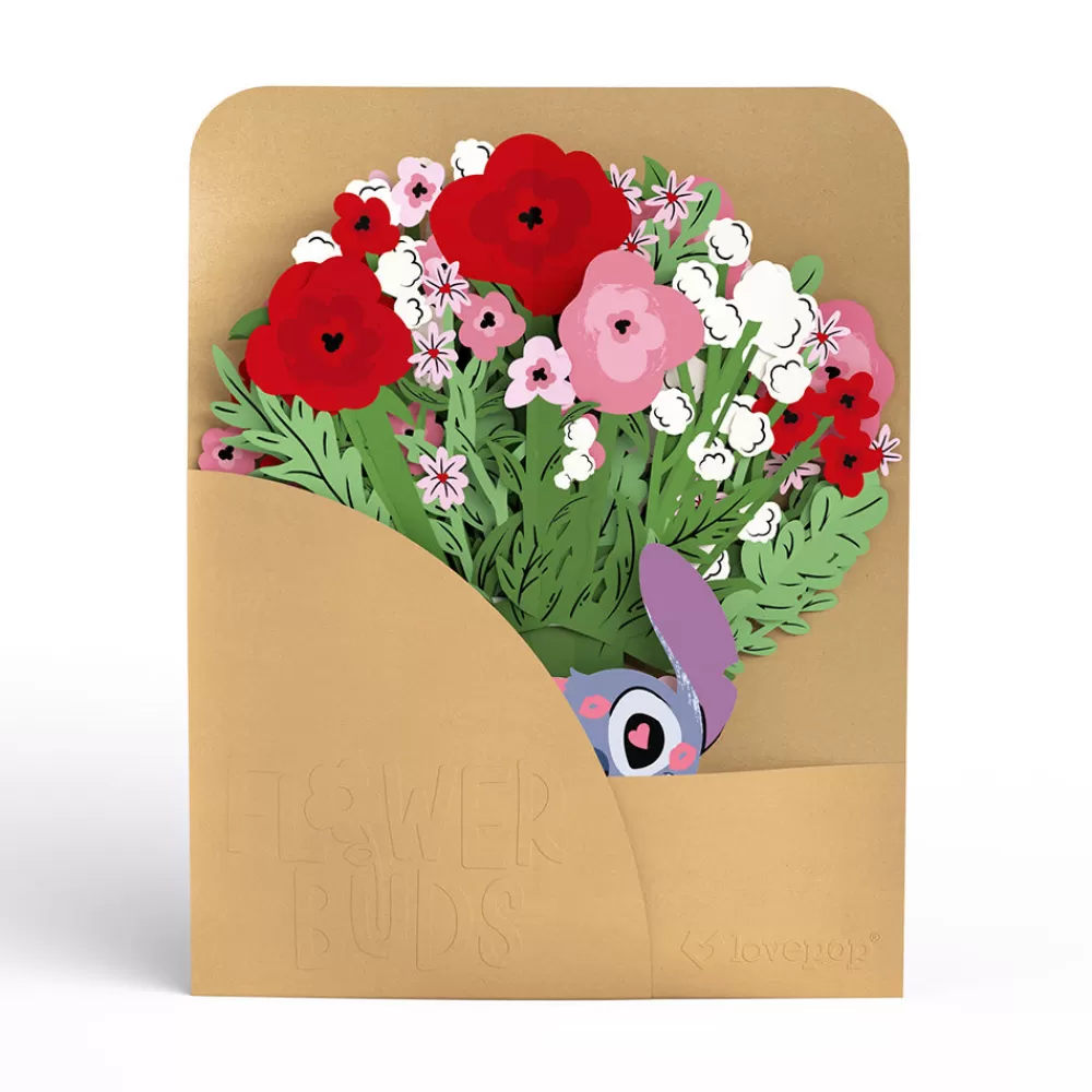 Lovepop Pop-Up Bouquets | Card & Gift Bundles | Disney’s Stitch Be Mine Pop-Up Card & Flower Buds Bouquet Bundle