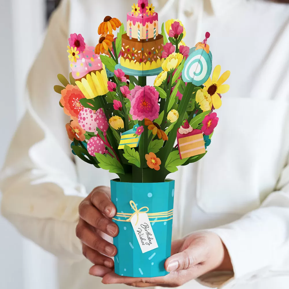 Lovepop Card & Gift Bundles | Plushpop | Eat Cake and Celebrate' Birthday Plushpop Card and Bouquet Bundle