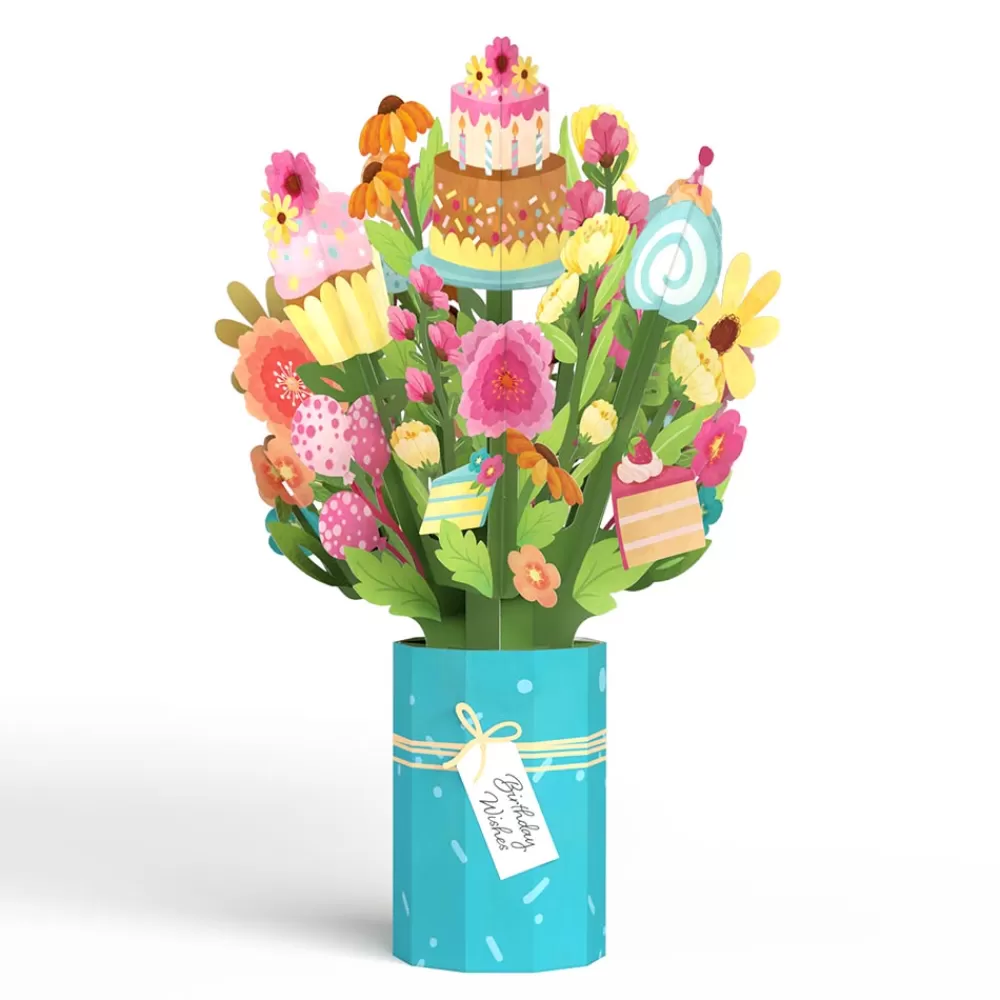 Lovepop Card & Gift Bundles | Plushpop | Eat Cake and Celebrate' Birthday Plushpop Card and Bouquet Bundle
