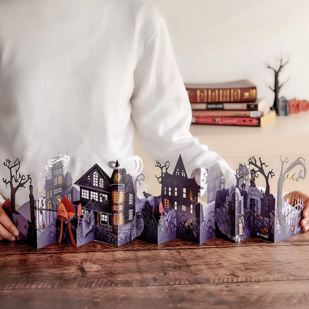 Lovepop Halloween 10/31 | Enchantingly Eerie Halloween Village Loooooong Card™ (Expands to 2 feet)