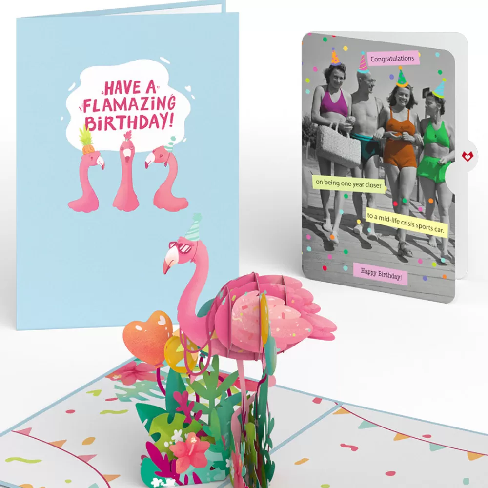 Lovepop Birthday | Flamazing Birthday Flamingo Pop-Up Card and Sentiment Set for Any Woman