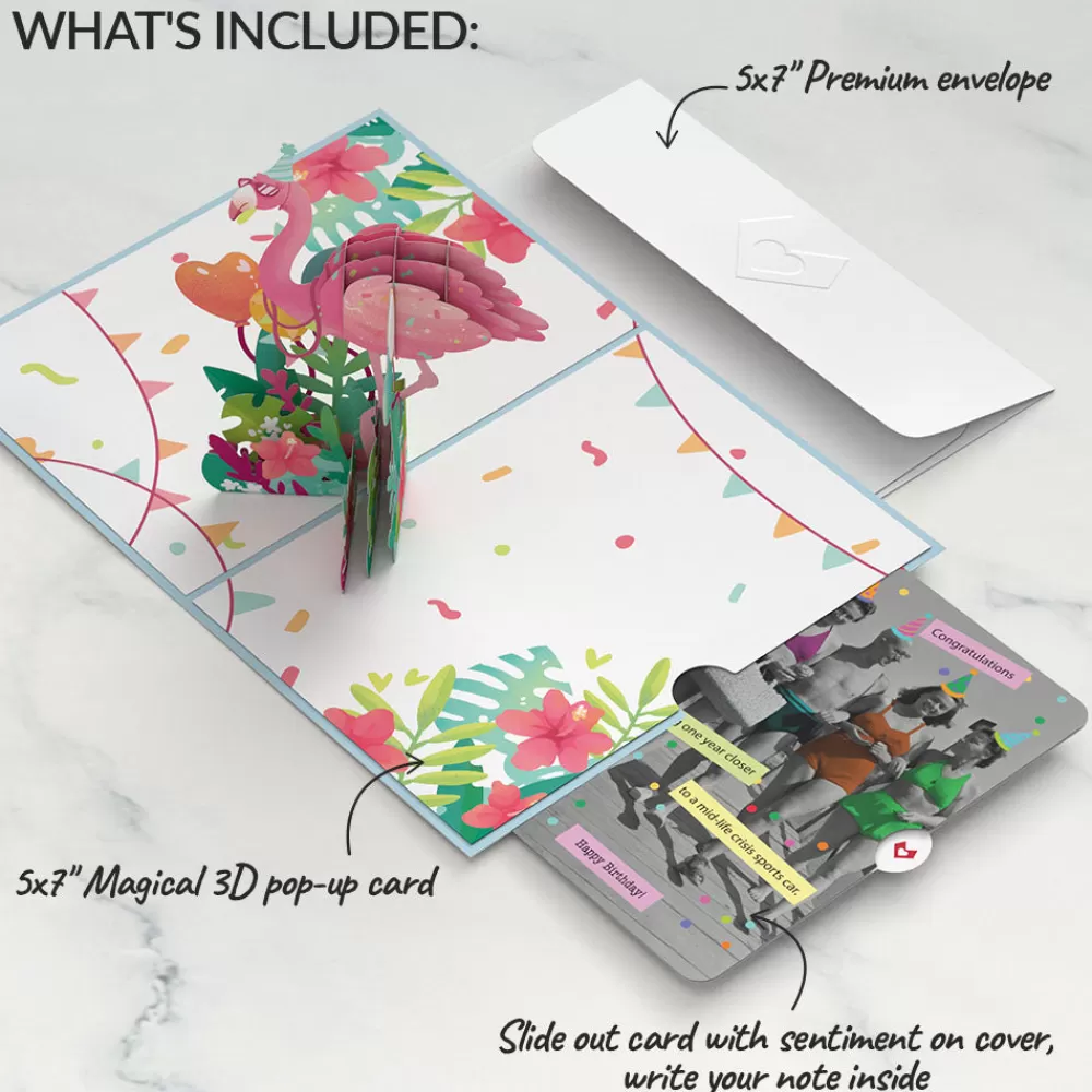 Lovepop Birthday | Flamazing Birthday Flamingo Pop-Up Card and Sentiment Set for Any Woman