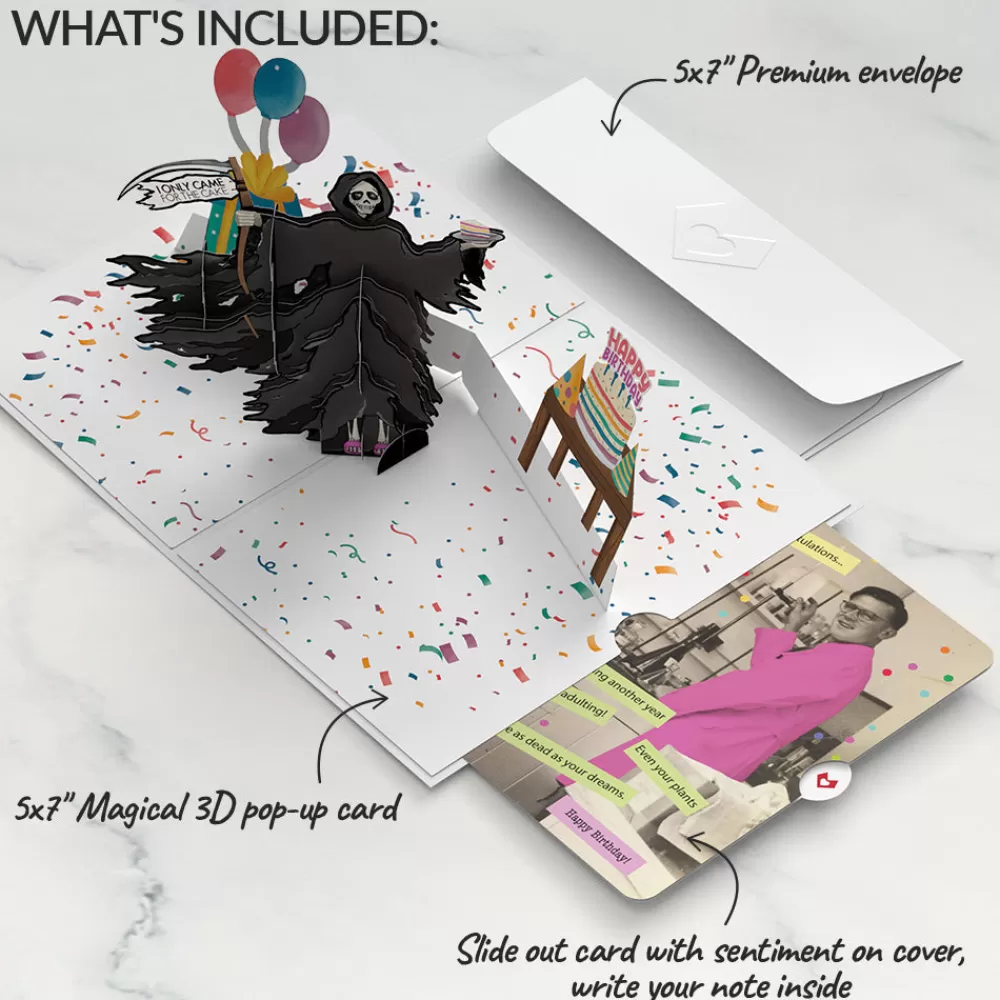 Lovepop Birthday | Grim Reaper Dark Humor Birthday Pop-Up Card and Sentiment Set for Any Man