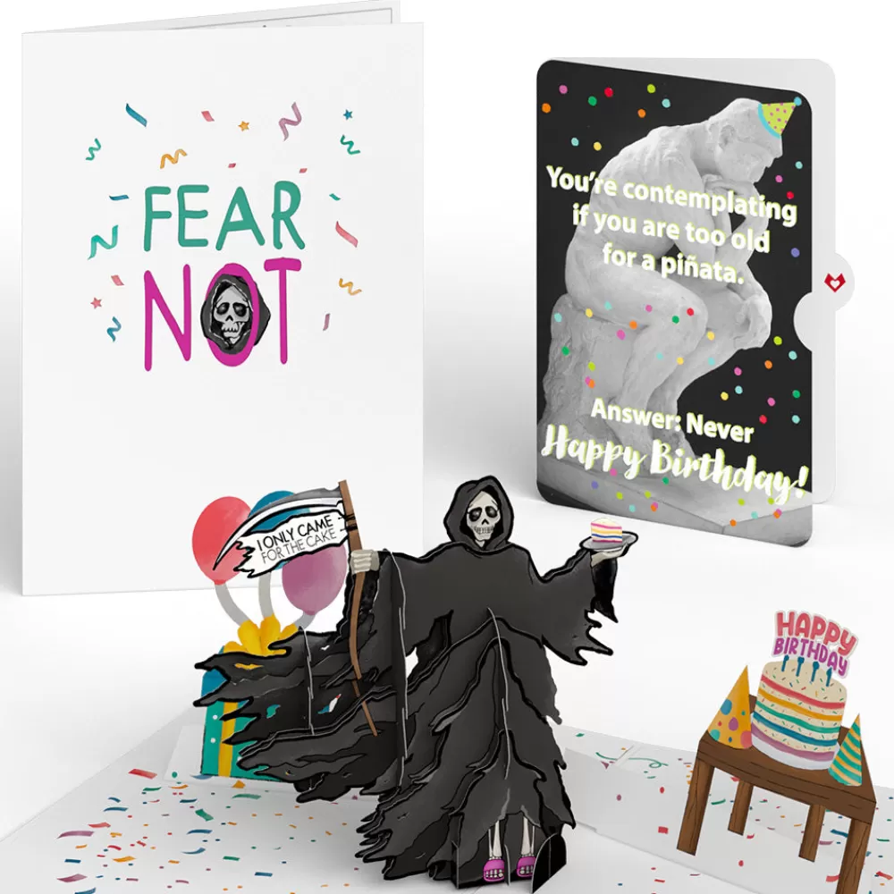 Lovepop Birthday | Grim Reaper Dark Humor Birthday with The Thinker Pop-Up Card and Sentiment Set