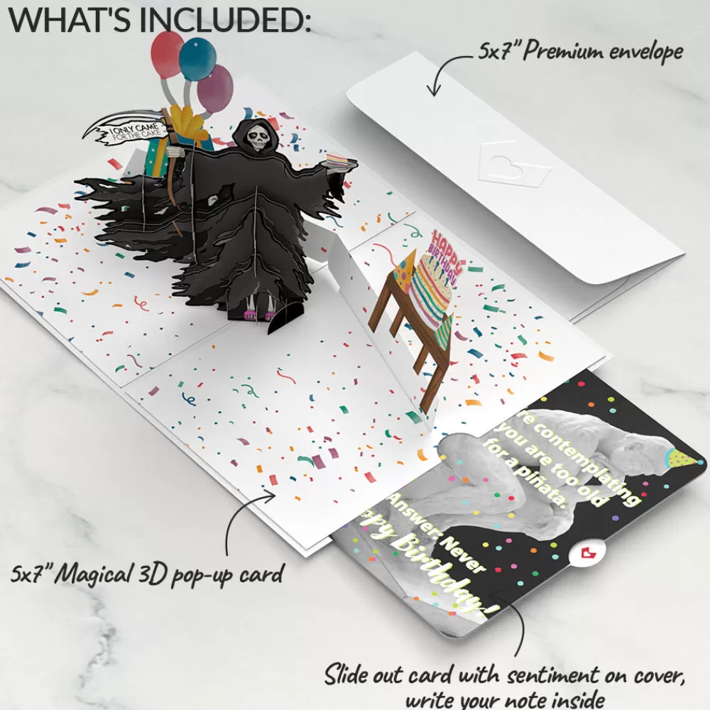 Lovepop Birthday | Grim Reaper Dark Humor Birthday with The Thinker Pop-Up Card and Sentiment Set