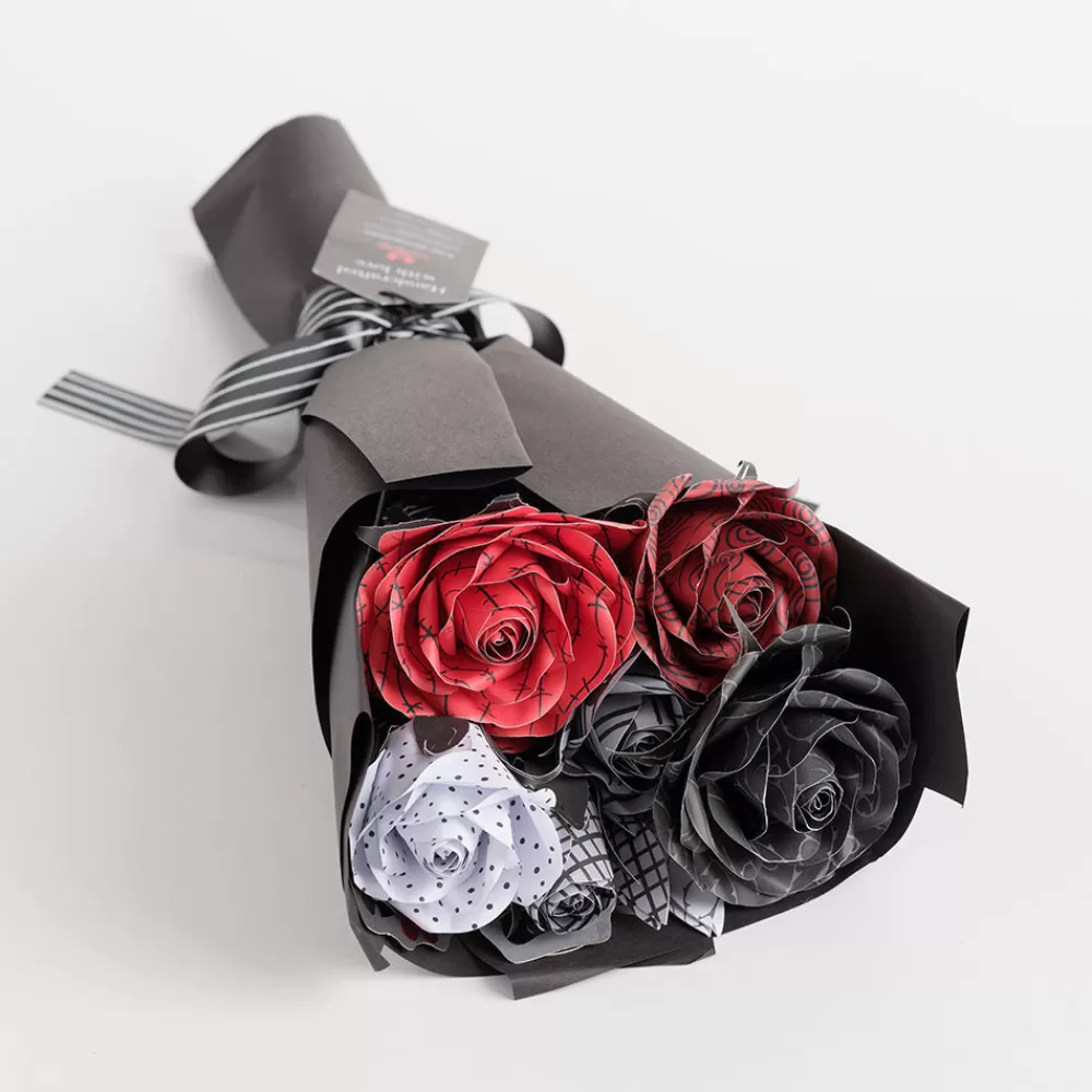 Lovepop Pop-Up Bouquets | Handcrafted Paper Flowers | Handcrafted Paper Flowers: Disney Tim Burton's The Nightmare Before Christmas Eternally Yours Roses (6-Stem) with My Nightmare Come True Pop-Up Card