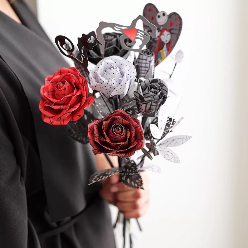 Lovepop Pop-Up Bouquets | Handcrafted Paper Flowers | Handcrafted Paper Flowers: Disney Tim Burton's The Nightmare Before Christmas Eternally Yours Roses (6-Stem) with My Nightmare Come True Pop-Up Card