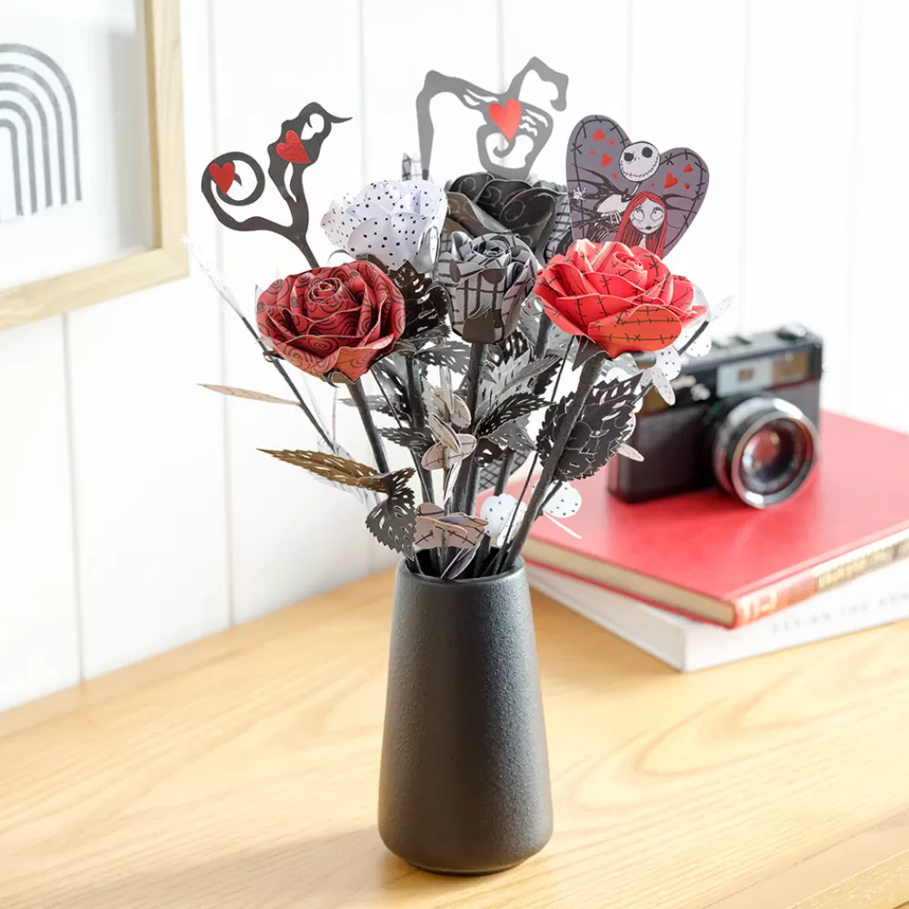 Lovepop Pop-Up Bouquets | Handcrafted Paper Flowers | Handcrafted Paper Flowers: Disney Tim Burton's The Nightmare Before Christmas Eternally Yours Roses (6-Stem) with My Nightmare Come True Pop-Up Card