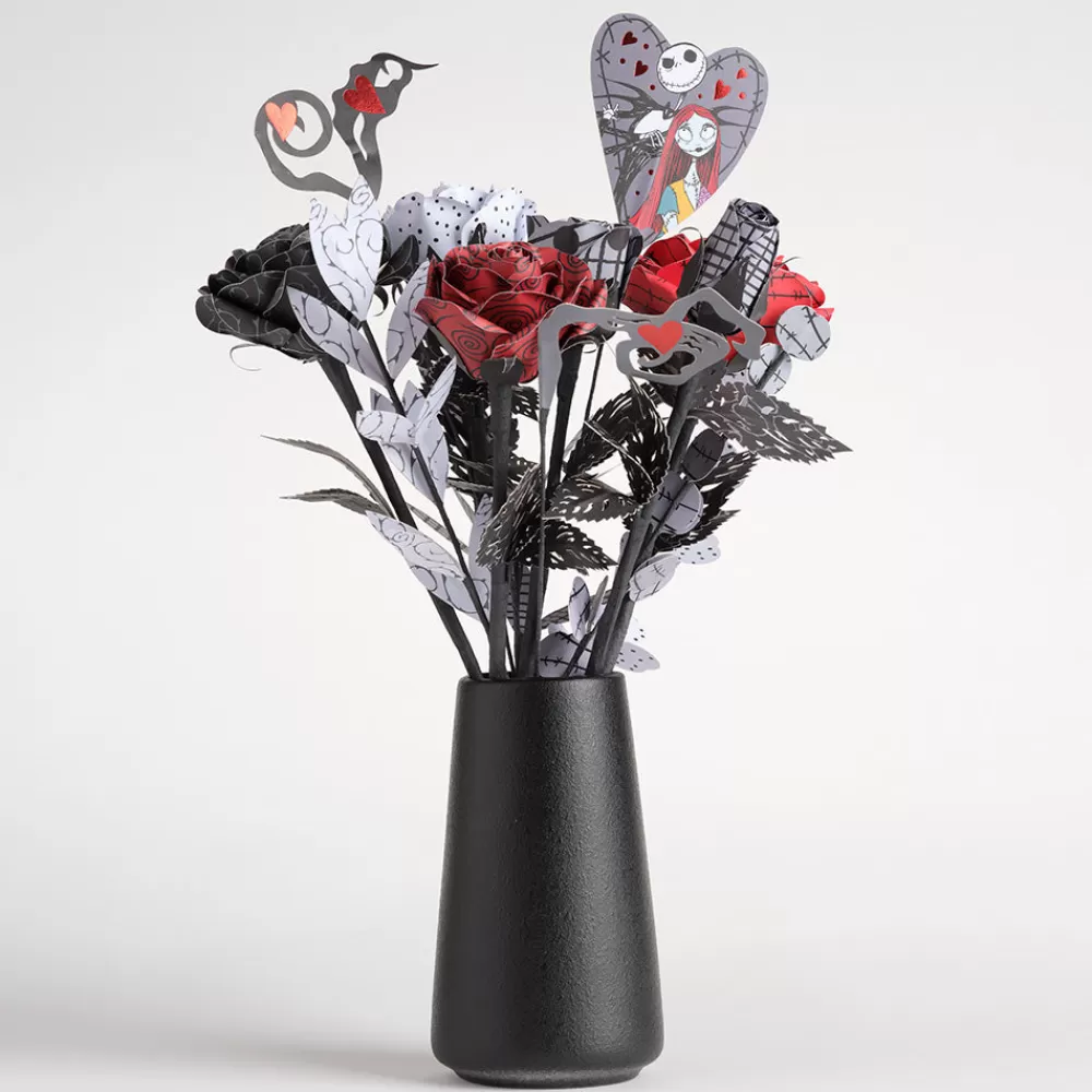 Lovepop Pop-Up Bouquets | Handcrafted Paper Flowers | Handcrafted Paper Flowers: Disney Tim Burton's The Nightmare Before Christmas Eternally Yours Roses (6-Stem) with My Nightmare Come True Pop-Up Card