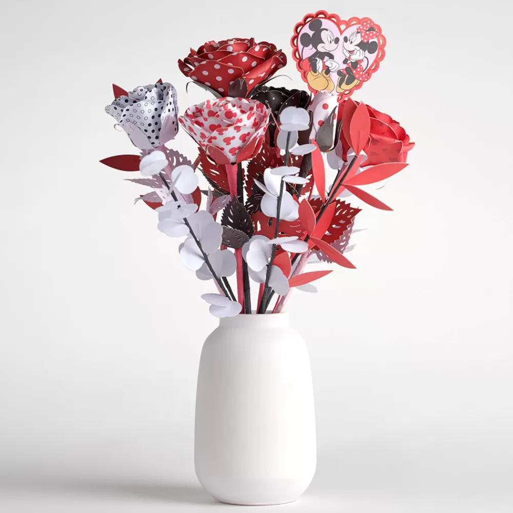 Lovepop Pop-Up Bouquets | Handcrafted Paper Flowers | Handcrafted Paper Flowers: Disney's Mickey & Minnie Lovestruck Roses (6-Stem) with Love You Lots Pop-Up Card