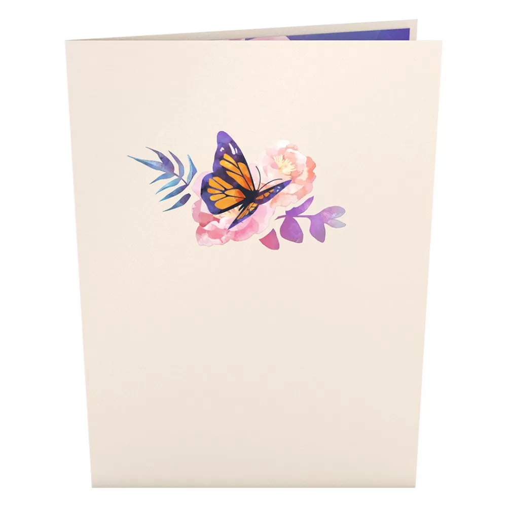 Lovepop Pop-Up Bouquets | Handcrafted Paper Flowers | Handcrafted Paper Flowers: Pink Roses (12 Stems) with Monarch Butterfly Pop-Up Card