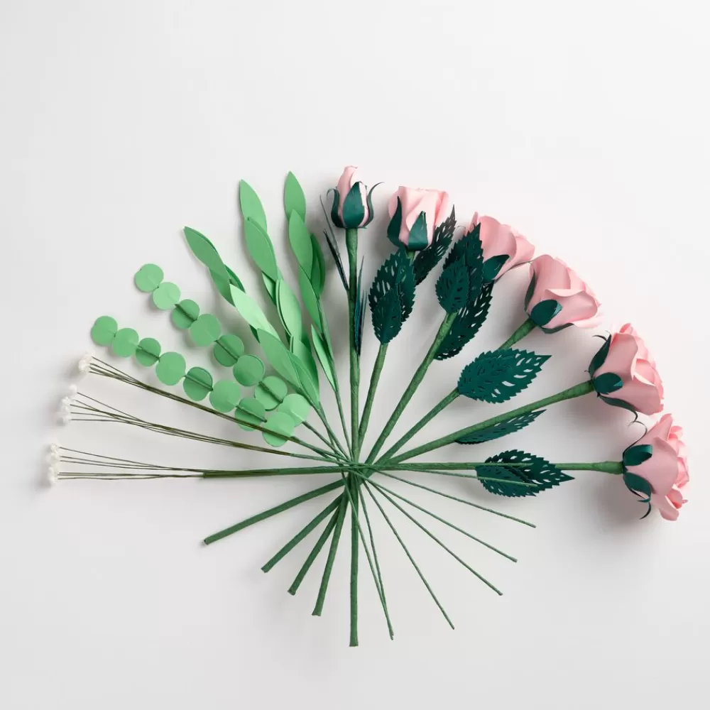 Lovepop Pop-Up Bouquets | Card & Gift Bundles | Handcrafted Paper Flowers: Pink Roses (6 Stems) with Monarch Butterfly Pop-Up Card