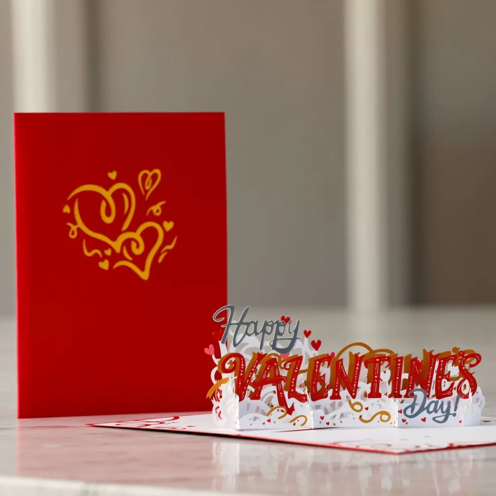 Lovepop Pop-Up Bouquets | Card & Gift Bundles | Handcrafted Paper Flowers: Red Roses (6 Stems) with Happy Valentine's Day Pop-Up Card