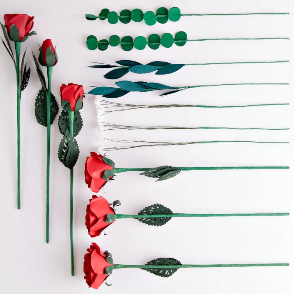 Lovepop Pop-Up Bouquets | Card & Gift Bundles | Handcrafted Paper Flowers: Red Roses (6 Stems) with Happy Valentine's Day Pop-Up Card