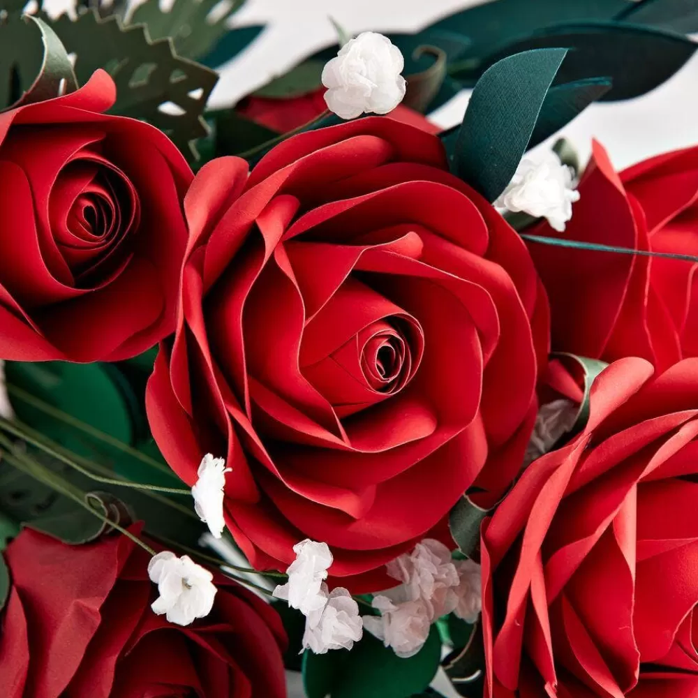 Lovepop Valentine'S Day 2/14 | Handcrafted Paper Flowers: Roses (6 Stems) with I Lava You Pop-Up Card