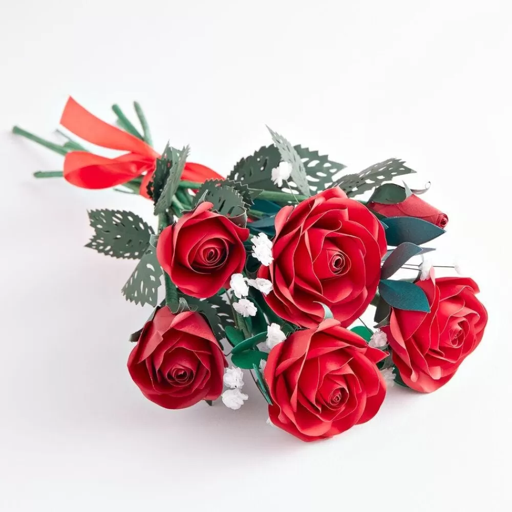 Lovepop Valentine'S Day 2/14 | Handcrafted Paper Flowers: Roses (6 Stems) with I Lava You Pop-Up Card