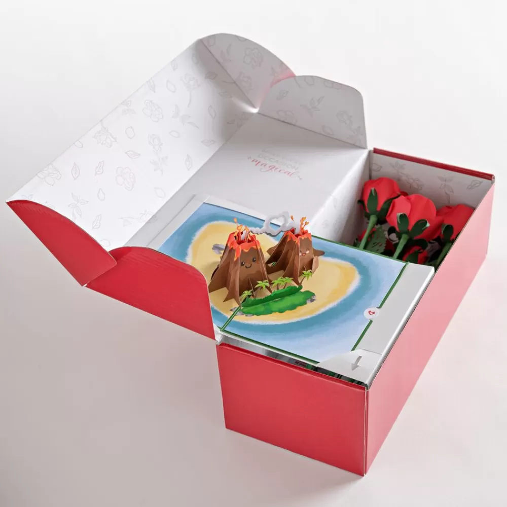 Lovepop Valentine'S Day 2/14 | Handcrafted Paper Flowers: Roses (6 Stems) with I Lava You Pop-Up Card