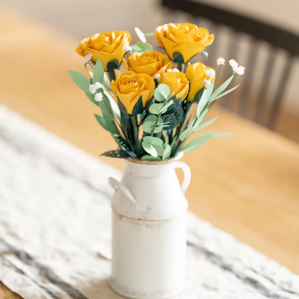Lovepop Pop-Up Bouquets | Card & Gift Bundles | Handcrafted Paper Flowers: Yellow Roses (6 Stems) with Happy Mother's Day Pop-Up Card