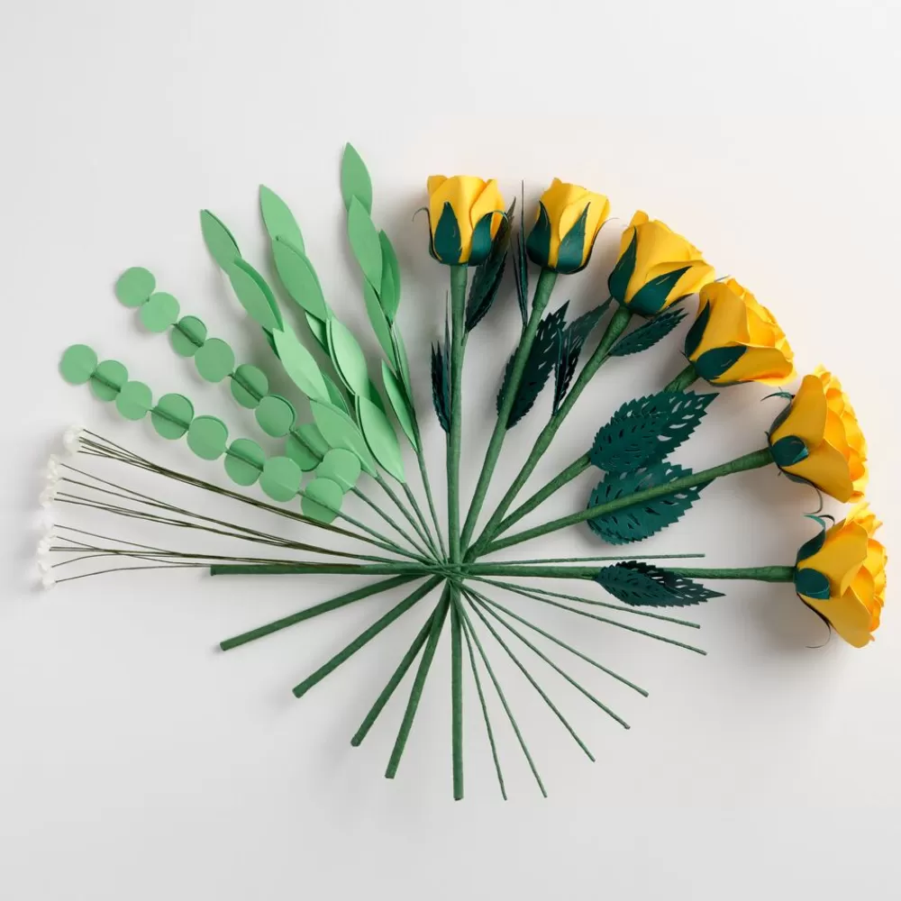 Lovepop Pop-Up Bouquets | Card & Gift Bundles | Handcrafted Paper Flowers: Yellow Roses (6 Stems) with Happy Mother's Day Pop-Up Card