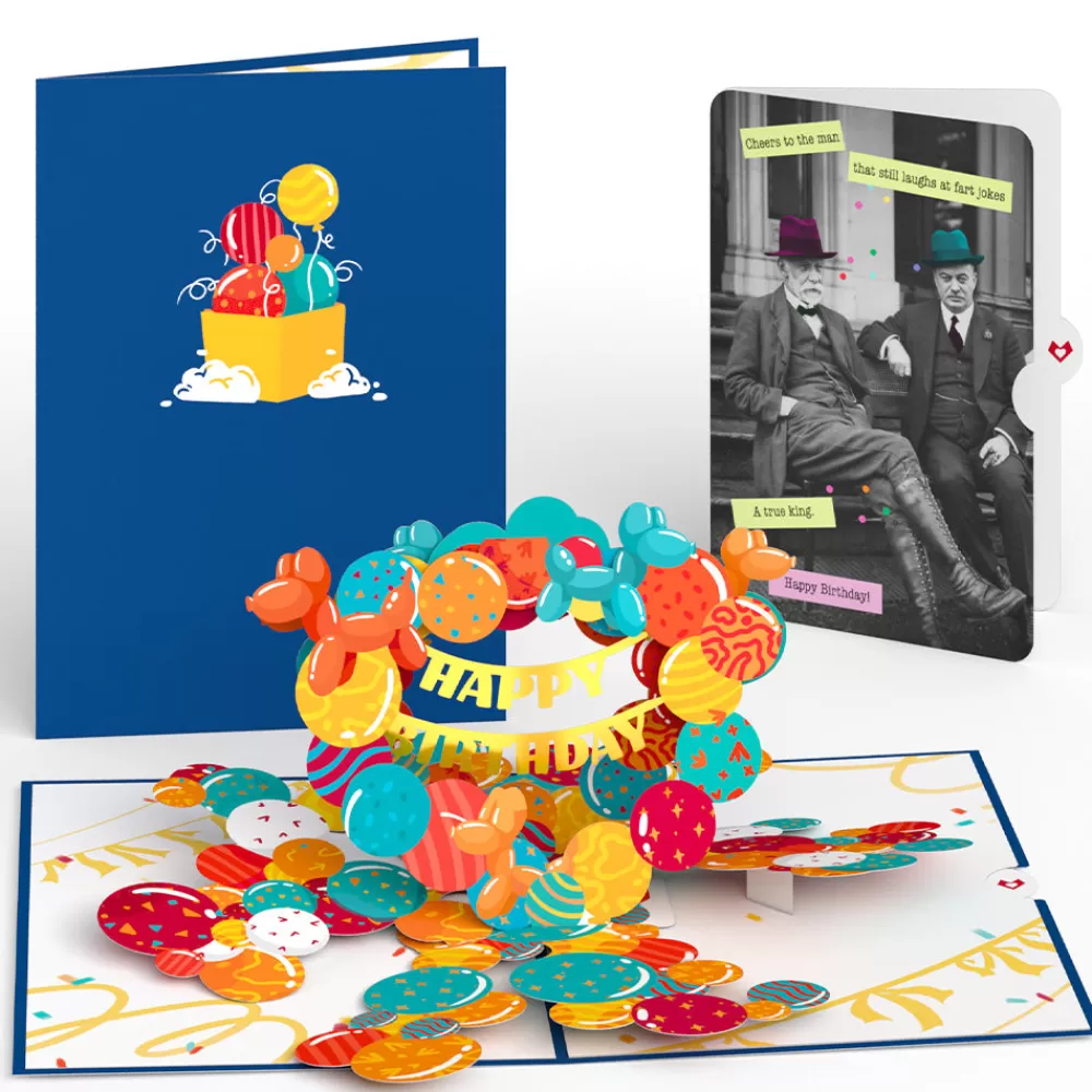 Lovepop Birthday | Happy Birthday Banner and Balloons Pop-Up Card and Sentiment Set for Any Man
