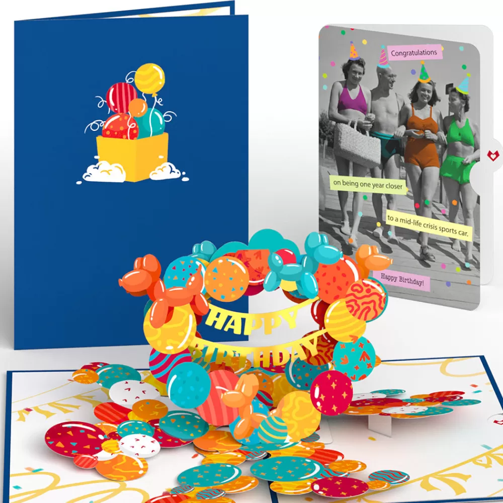 Lovepop Birthday | Happy Birthday Banner and Balloons Pop-Up Card and Sentiment Set for Any Woman