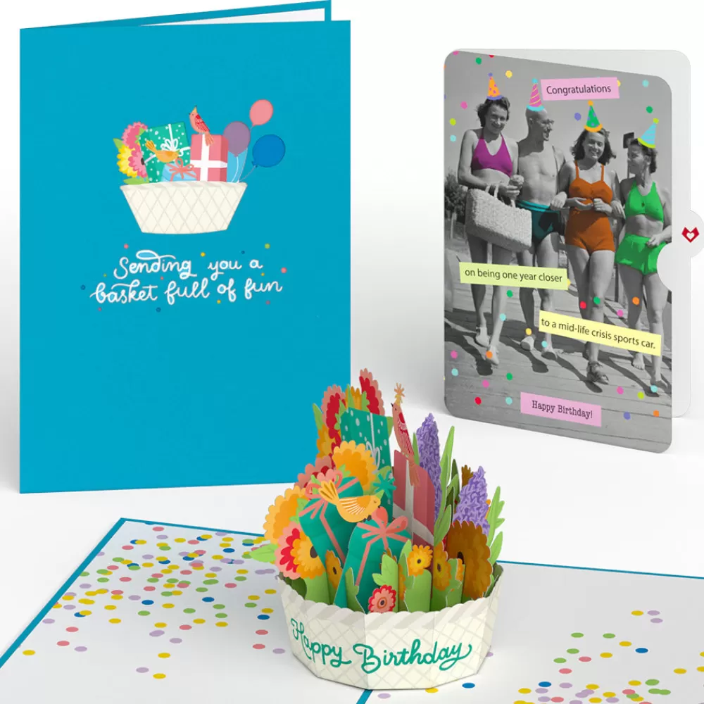 Lovepop Birthday | Happy Birthday Basket Pop-Up Card and Sentiment Set for Any Woman