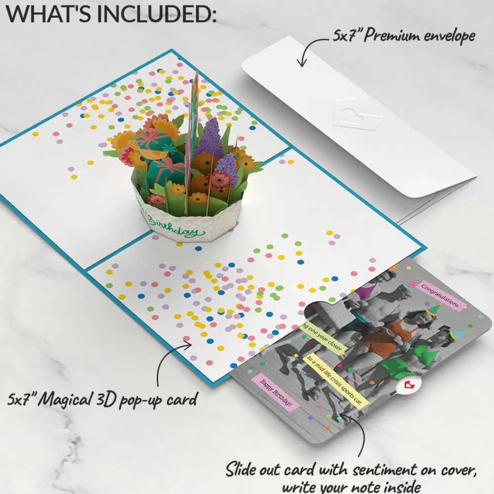 Lovepop Birthday | Happy Birthday Basket Pop-Up Card and Sentiment Set for Any Woman