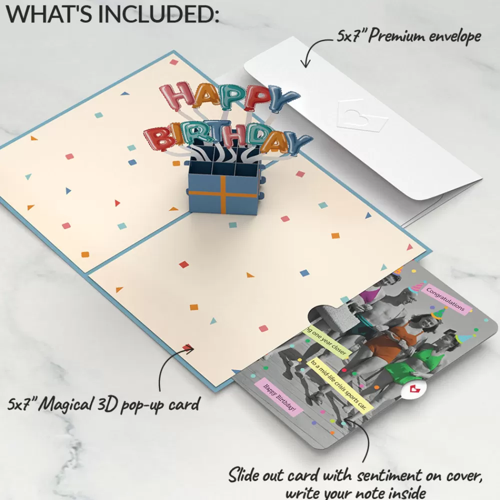 Lovepop Birthday | Happy Birthday Burst Pop-Up Card and A Mid-life Crisis Sports Car Sentiment Set