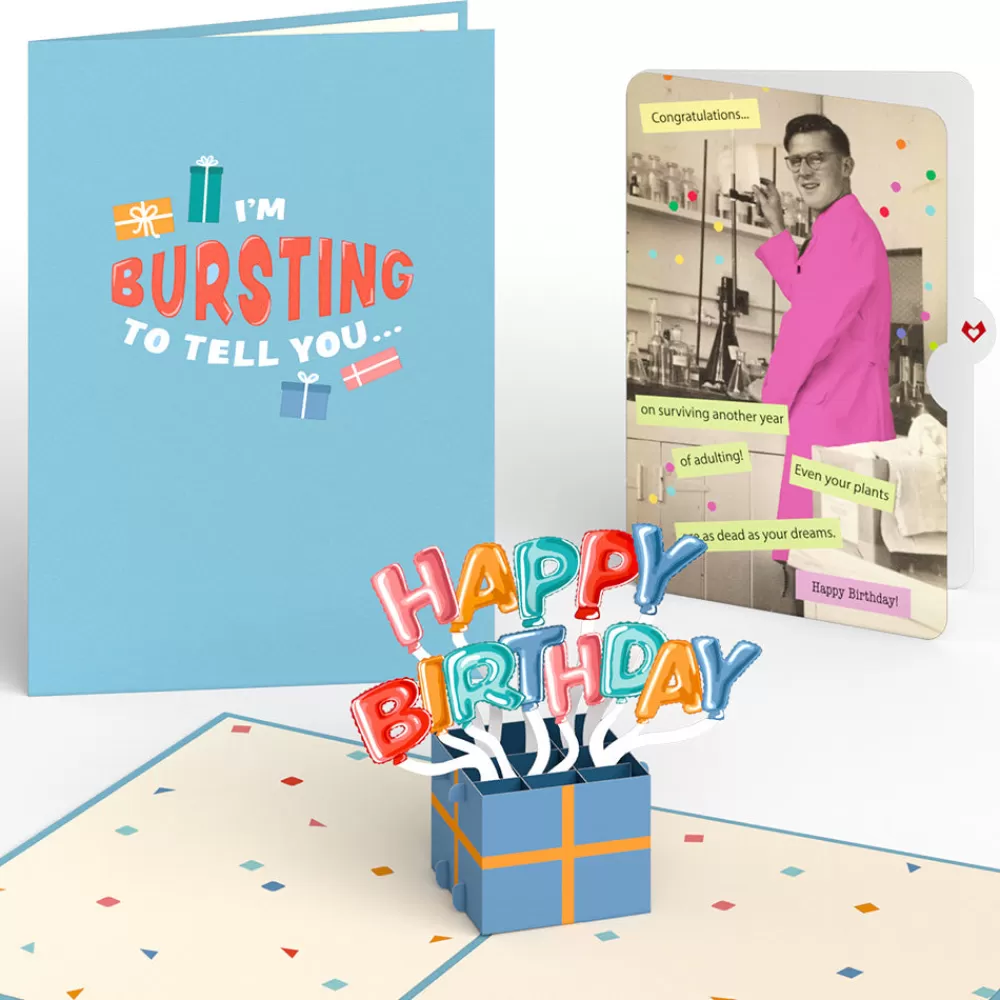 Lovepop Birthday | Happy Birthday Burst Pop-Up Card and Survive Another Year of Adulting Sentiment Set