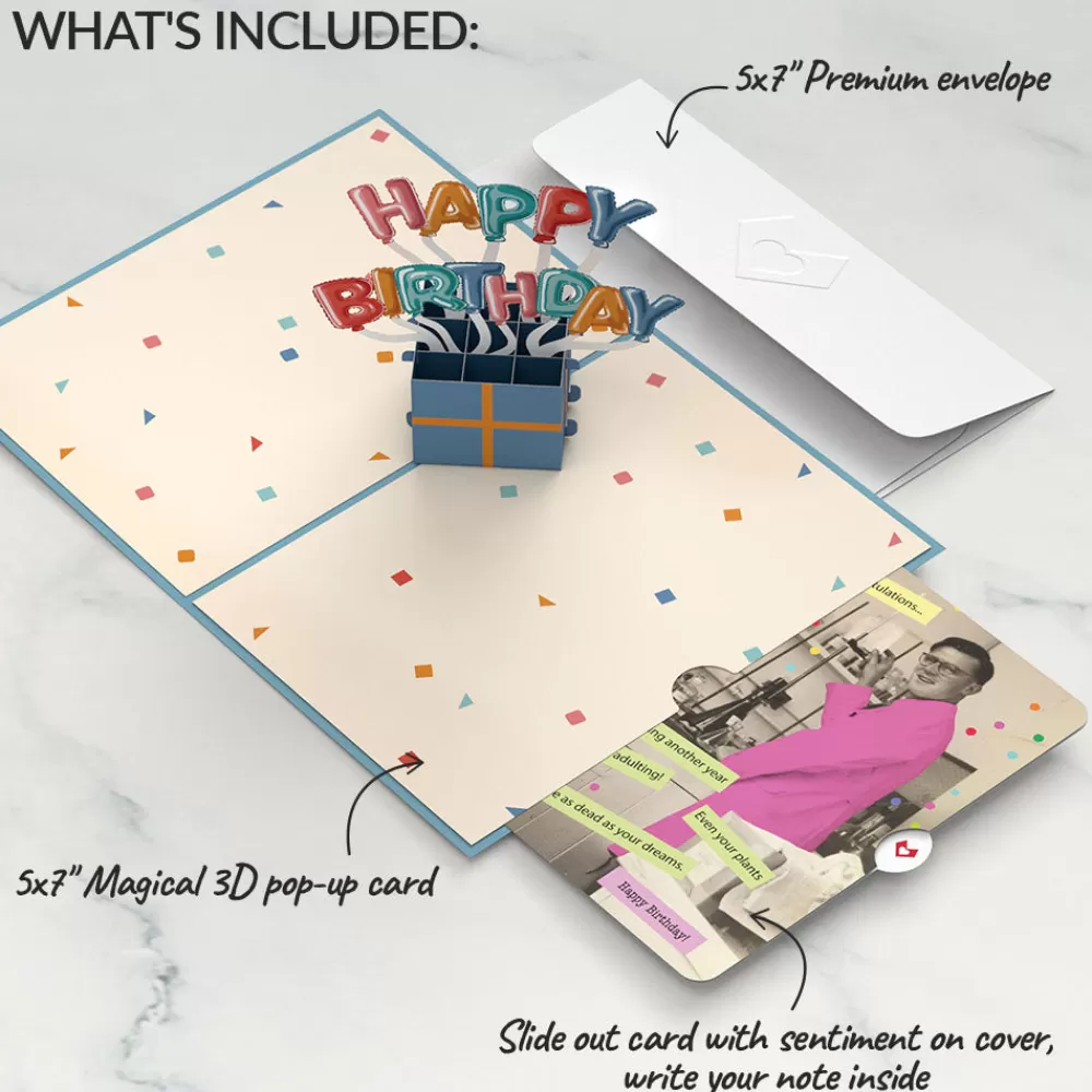 Lovepop Birthday | Happy Birthday Burst Pop-Up Card and Survive Another Year of Adulting Sentiment Set