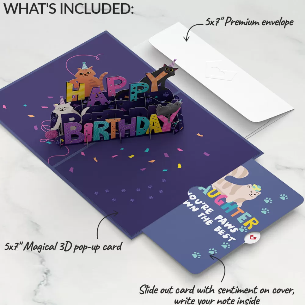 Lovepop Birthday | Happy Birthday Cats Pop-Up Card and Sentiment Set for Daughter