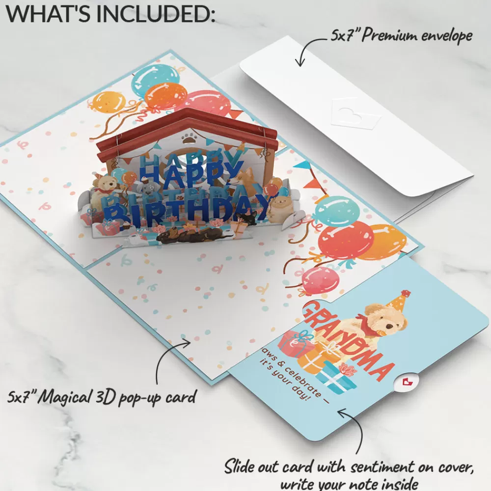 Lovepop Birthday | Happy Birthday Dogs Pop-Up Card and Sentiment Set for Grandma