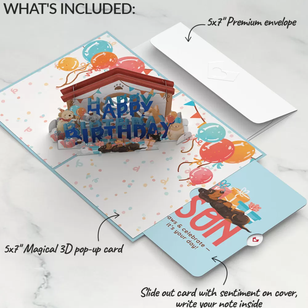 Lovepop Birthday | Happy Birthday Dogs Pop-Up Card and Sentiment Set for Son