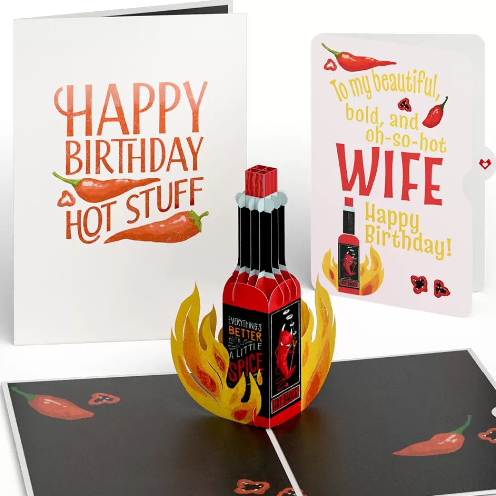 Lovepop Birthday | Her | Happy Birthday Hot Stuff Pop-Up Card and Sentiment Set for Wife