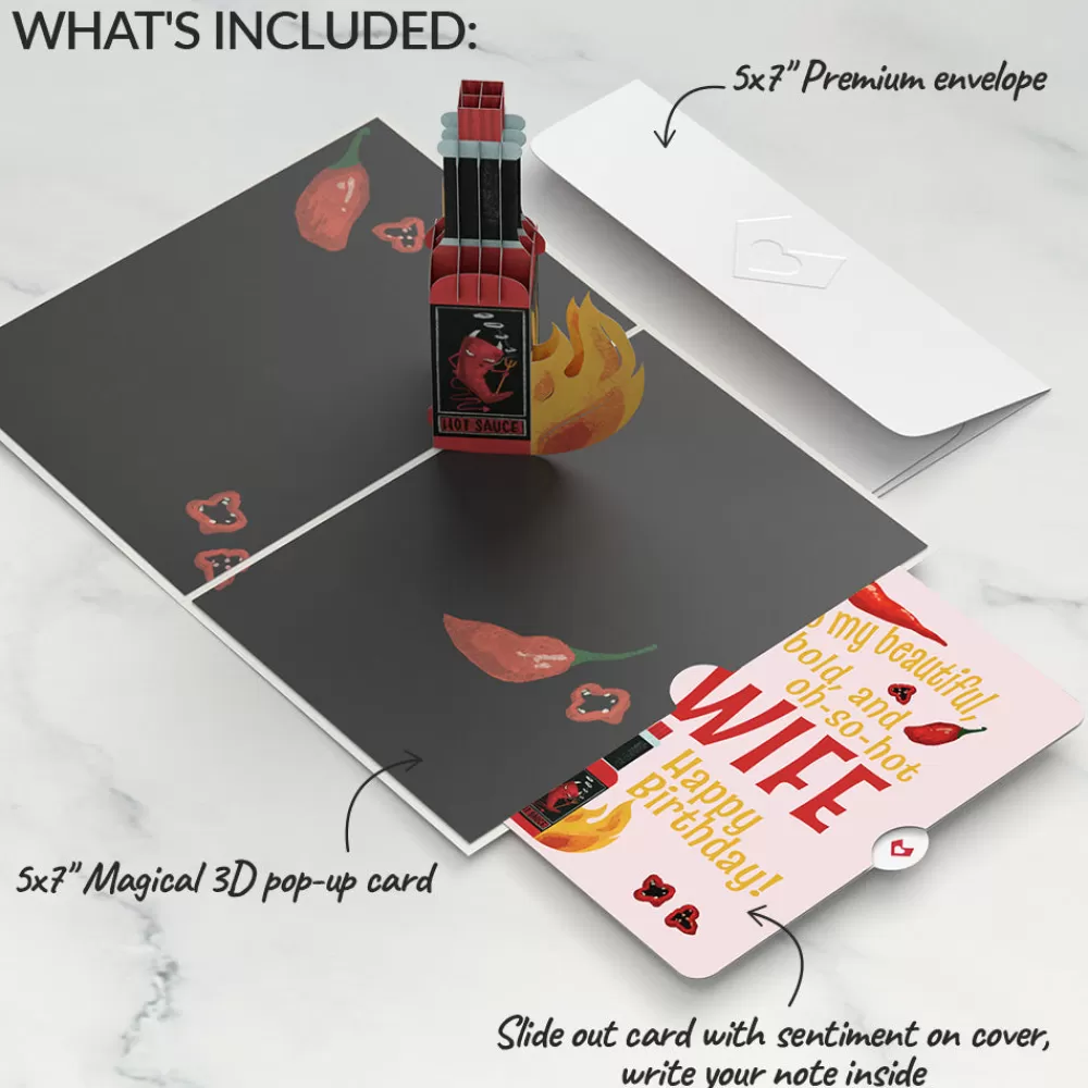 Lovepop Birthday | Her | Happy Birthday Hot Stuff Pop-Up Card and Sentiment Set for Wife