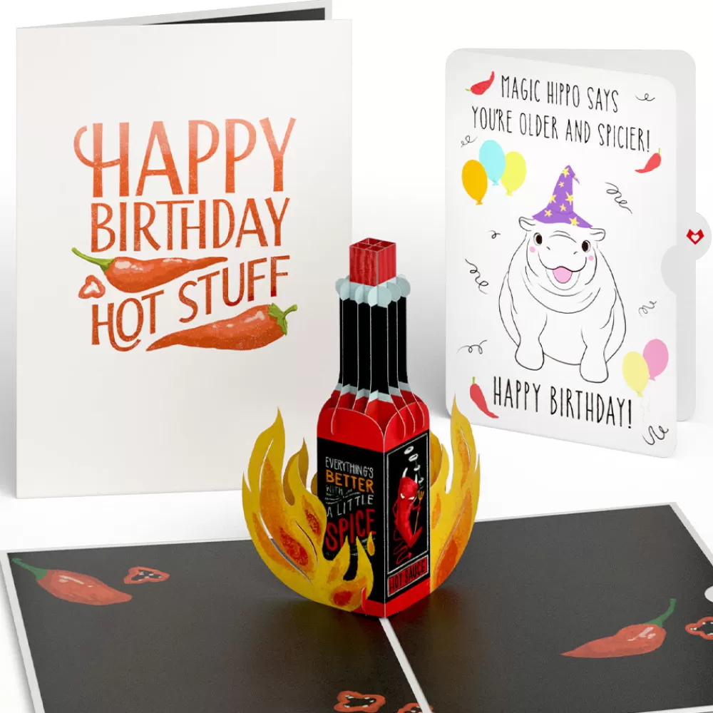 Lovepop Birthday | Happy Birthday Hot Stuff with Magic Hippo Pop-Up Card and Sentiment Set