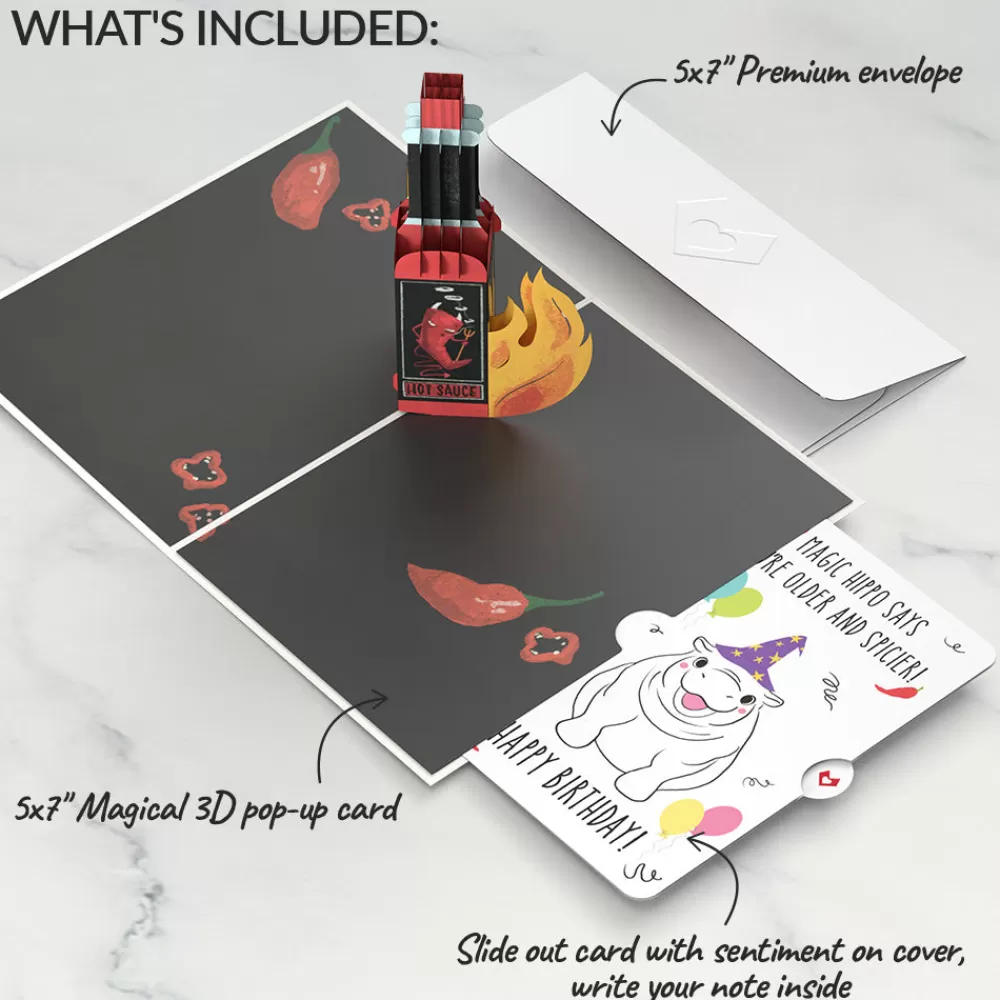 Lovepop Birthday | Happy Birthday Hot Stuff with Magic Hippo Pop-Up Card and Sentiment Set
